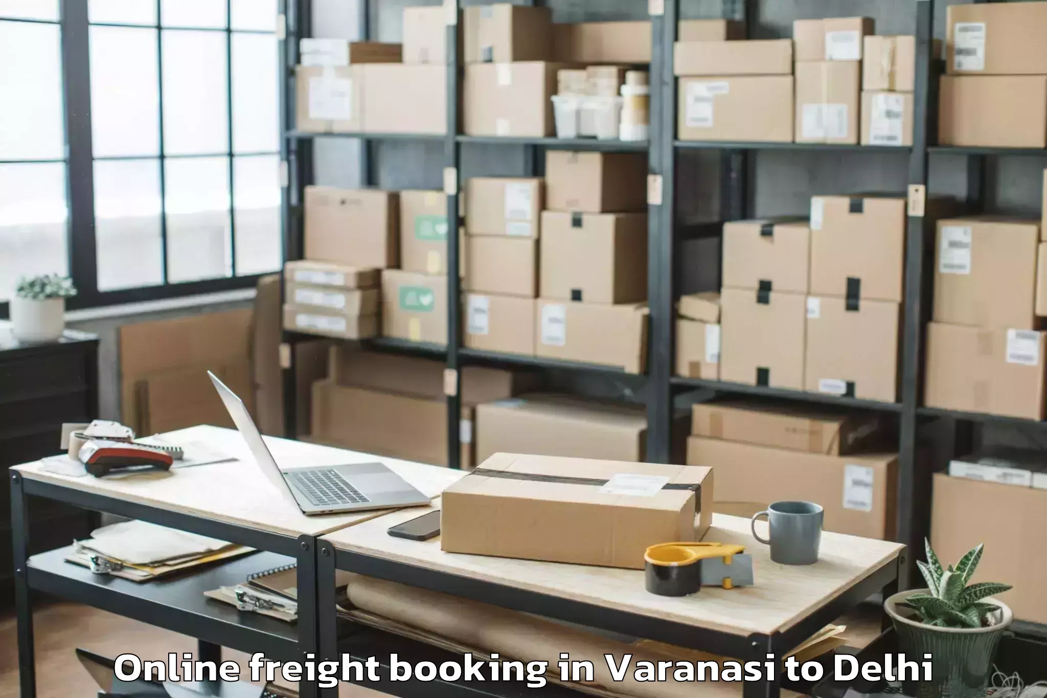 Top Varanasi to Pacific D21 Mall Online Freight Booking Available